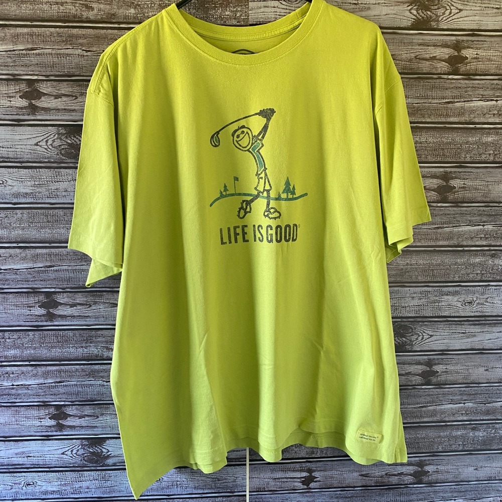 Life Is Good‎ Men's Short-Sleeved Tee Size XXL Green-Yellow Golf Classic-Fit